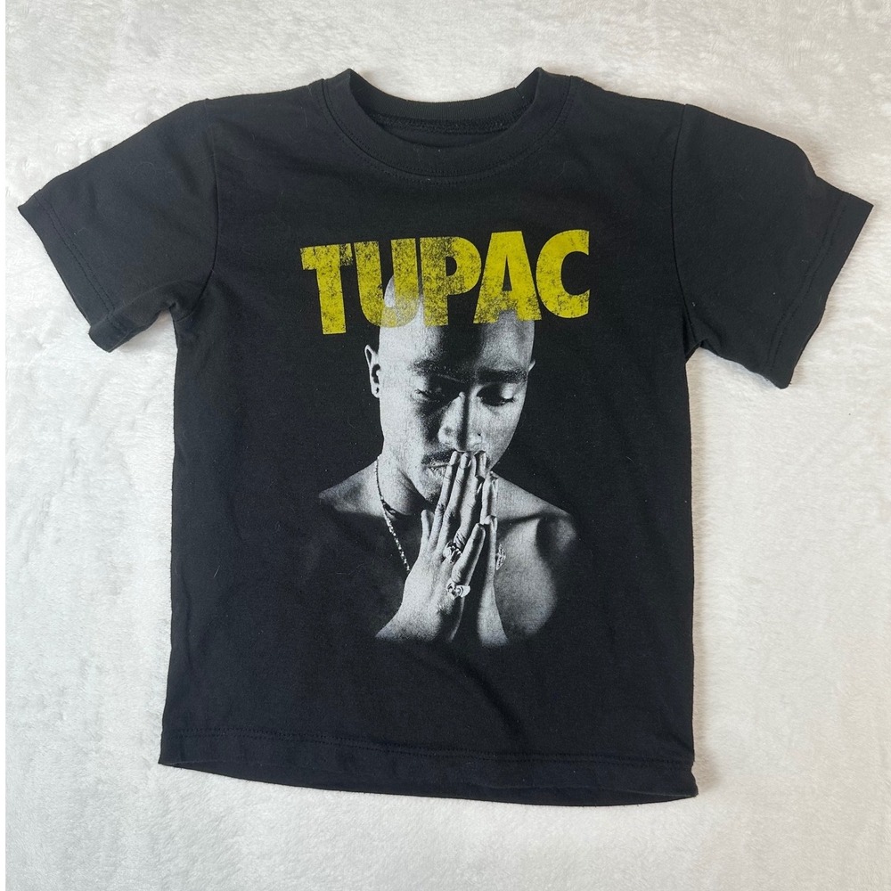 2Pac Tupac Shakur Toddler Graphic T-Shirt Black Size 4T Hip Hop Rap Tee